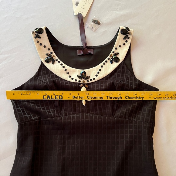 Hale Bob Beaded Color Blocking Dress Black/ White Sz L NWT - Picture 5 of 12
